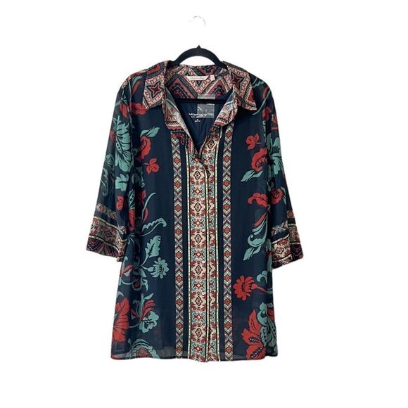Soft Surroundings Floral Chiffon Tunic NEW Plus Size 2X Layered 3/4 Sleeves - Picture 1 of 8